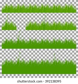 grass, shrubs. A set of various types of grass. Set of grass on a transparent background. Set of grass vector illustration. Green grass and bushes.