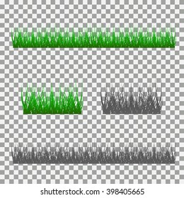 grass, shrubs. A set of various types of grass. Set of grass on a transparent background. Set of grass vector illustration. Green grass and bushes.