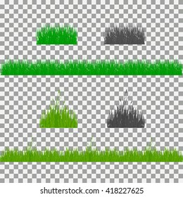 grass, shrubs. A set of various types of grass. Set of grass on a transparent background. Set of grass vector illustration. Green grass and bushes.