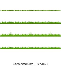 grass, shrubs. A set of various types of grass. Set of grass on a white background. Set of grass vector illustration. Green grass and bushes.