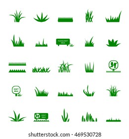 Grass And Signs Icons Set - Isolated On White Background. Vector Illustration, Graphic Design. For Web, Websites, Print 