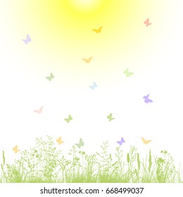 Grass silhouette background. Vector