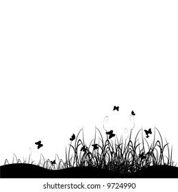 Grass silhouette black, background