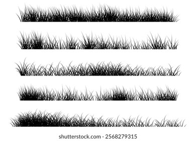 grass silhouette black, border grass set