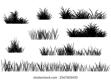 grass silhouette black, grass set