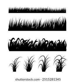 Grass Silhouette Border Vector Illustration Collection