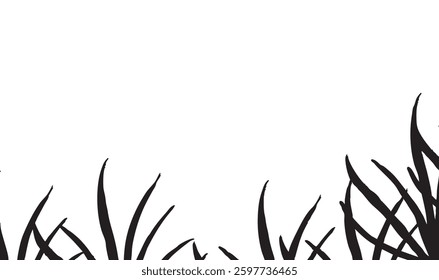 Grass Silhouette Frame with White Space