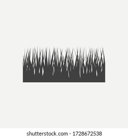 Grass silhouette isolated on gray background. Lawn pattern. Vector illustration.