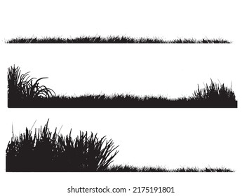 grass silhouette landscape banners of wavy meadows with grass 