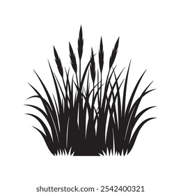 Silueta de hierba sobre fondo blanco - Ilustración vectorial de Naturaleza