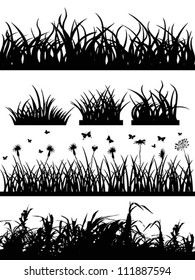 grass silhouette set