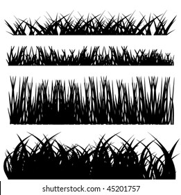 grass silhouette set