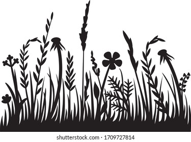 Grass silhouette vector illustration design (flowers and plants).