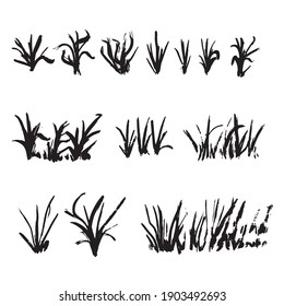 grass silhouette vector. set of illustrations