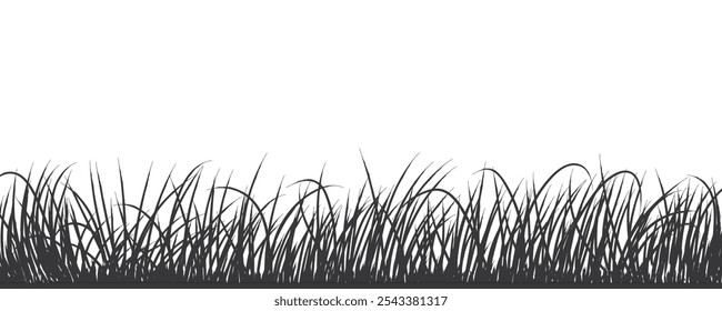 Gras Silhouette Vektor. Silhouette von wilden Grasklingen einzeln auf weißem Hintergrund, Vektorkunst.