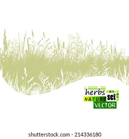 Grass silhouette wave background. Vector