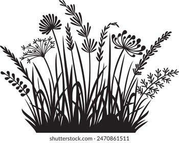 Grass Silhouettes (Flowers and Plants). Vector Illustration.