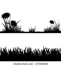 grass silhouettes isolated on white background. Vector image.