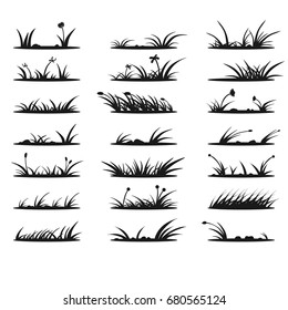 Grass silhouettes set