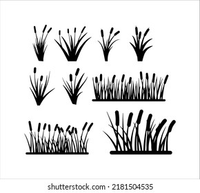 Grass Silhouettes Set Seamless Illustration Meadow Stock Vector ...