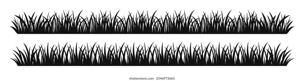 Conjunto de silhuetas de grama. Ilustração vetorial.