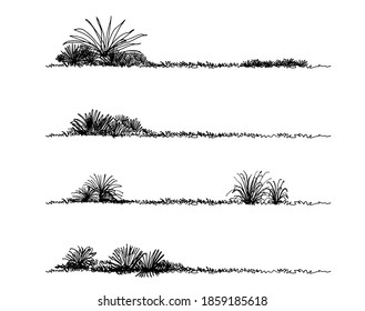 boceto de césped Dibujo arquitecto ,Esbozo paisajístico ,aislar vector