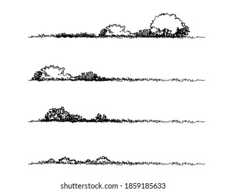 grass sketch Architect drawing ,Sketch Landscape ,isolate vector