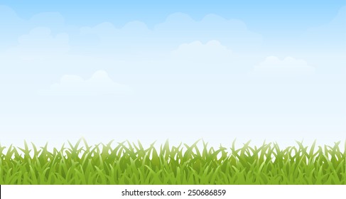 Grass and Sky Ã¢Â?Â? Seamless. Grass and sky with faint clouds. This image tiles seamlessly horizontally.  