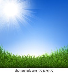 Grass And Sky, Vector Illustration, With Gradient Mesh