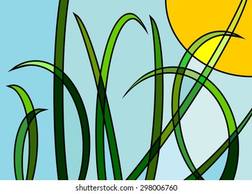 grass and sun.