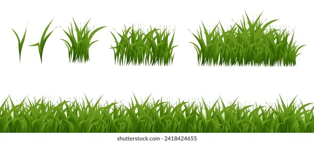 Grass Texture Green Border Collection  , Vector Illustration