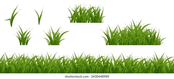 Grass Texture Green Border Collection , Vector Illustration