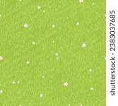 Grass Texture Pattern Background,Vector Lawn Field with Cheery Flower on Ground in Spring,illustration Seamless Pattern Surface Cartoon Nature Garden with Meadow and Flower in Summer Park