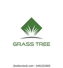 Grass tree business vector logo design template 