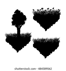 Grass tree and flowers silhouette design
