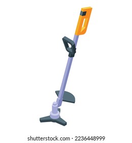 Grass trimmer icon isometric vector. String yard. Machine motor