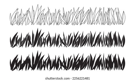 Grass tuft, black vector set
