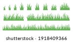 Grass tuft and seamless horizontal green turf vector set