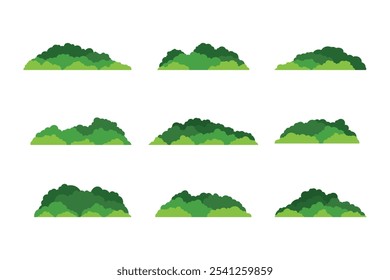 Grass Vector Collection – Bushes and Shrubbery Flat Illustration Set
