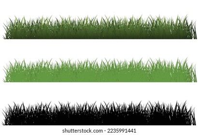 Grass Vector, colored grass line black and white, Grassland border vector pattern