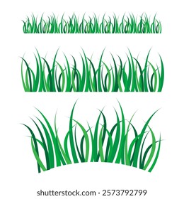 Grass vector design. Lush green blades. Decorative nature element. Seamless border style.