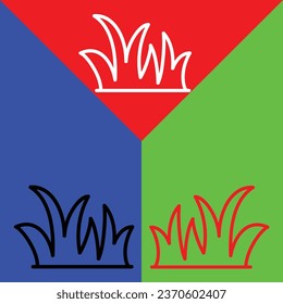 Grass Vector Icon, Lineal style icon, from Agriculture icons collection, isolated on Red, Blue and Green Background.