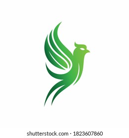 grass vector with phoenix bird logo