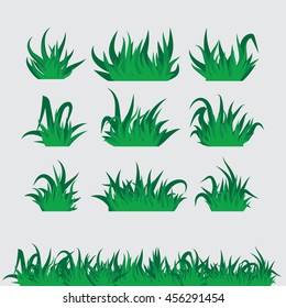 Grass vector set ,  collection of models of natural vegetation on a transparent background