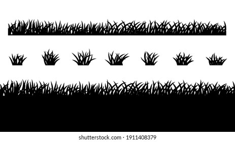 Grass vector silhouette pattern for use in concept ad, banner and poster design. Simple flat grass silhouette.