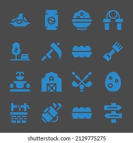 iconos de la web de césped. Arroz y lata, cuerda de saltar y símbolo de torta, signos vectoriales