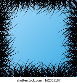 Grass wild detailed landscape silhouette illustration background vector