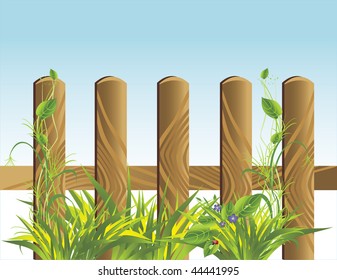 Grass and wooden protection. Vector