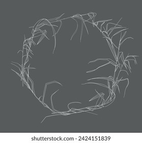 Grass wreath, frame, vector illustration