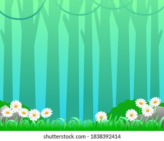 Grasas y flores con silueta de árbol ilustraciones vectoriales adecuadas para fondo de primavera o papel tapizado 